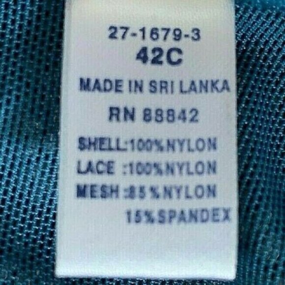 Comfort Choice Easy Enhancer Everyday Bra Back Closure 42C Teal Blue Lace - Picture 3 of 8